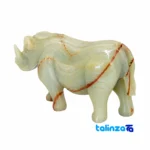 Classic Rhino Marble Sculpture - Side view showing profile and structure