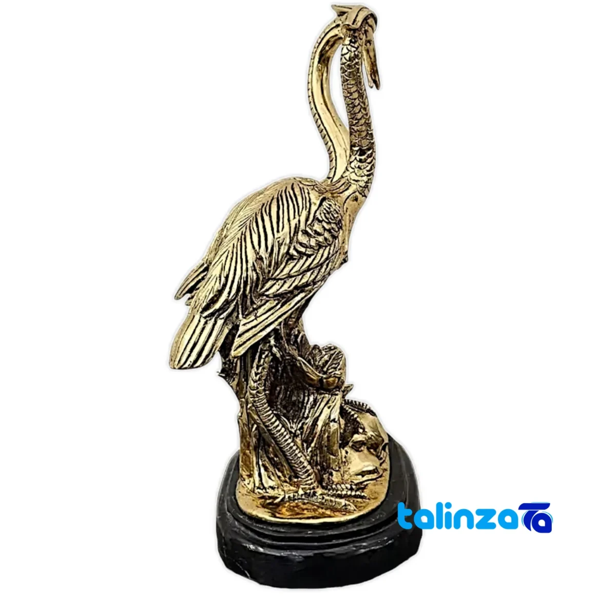 Side view of Brass Crane Sculpture Love Model profile and structure