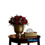 Top view of Brass Tissue Box and Waste Bin Set Stylish package opening