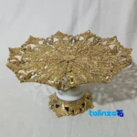 Side view of Brass Blossom 3-Piece Serving Set with Stone Base 60x32x23 cm profile and structure
