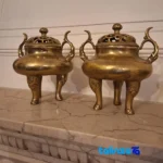 Gianlang Bronze Chocolate Bowl Unique Horned Design - Side view showing profile and structure