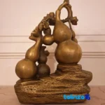 China Bronze Sculpture Pear Blossom Branch Design 17x10x25 cm - Side view showing profile and structure