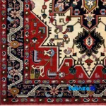 In-room view of Harris Handmade Rug Cream Geometric Design room styling and scale