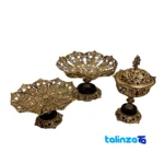 Side view of H-2033 Brass Serving Set Decorative Stone Base profile and structure
