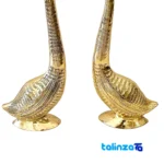 Brass Swan Sculpture Set - Elegant Home Decor 35x7x50 cm - Side view showing profile and structure