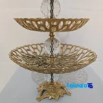 Side view of Elegant Brass Three-Tier Candy Dish 24x24x45 cm profile and structure
