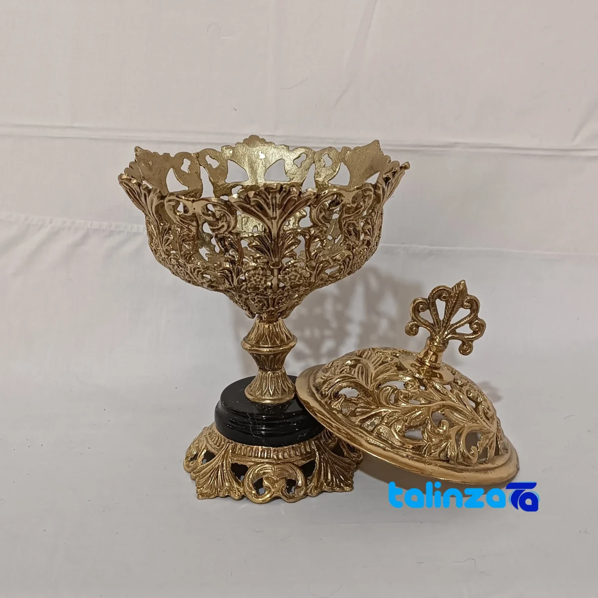 Side view of Bronze Decorative Candy Dish Model Golbarg profile and structure