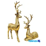 Brass Deer Figurine Set - Decorative Charm profile and structure (Side view)