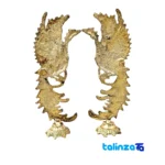 Side view of Brass Simurgh Statue Decorative Piece Set 20x5x23 cm profile and structure