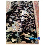 Handwoven Persian Carpet Hunting Scene Elegant Design room styling and scale (In-room view)