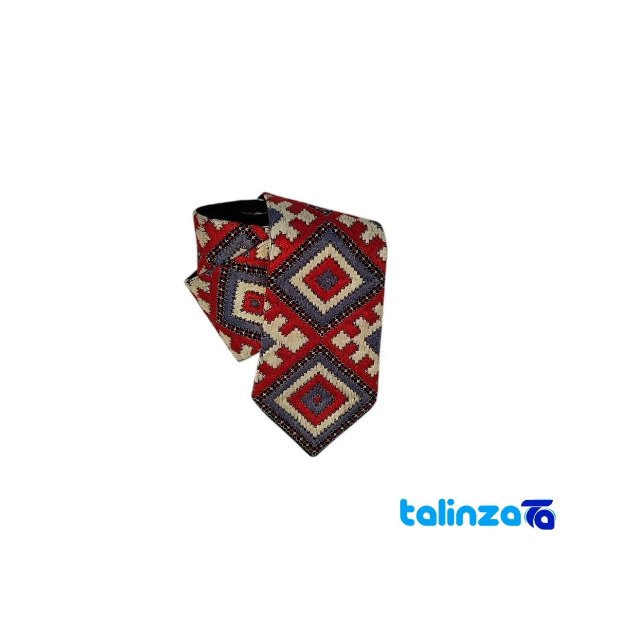 Parizad Tie Blue Embroidery profile and structure (Side view)