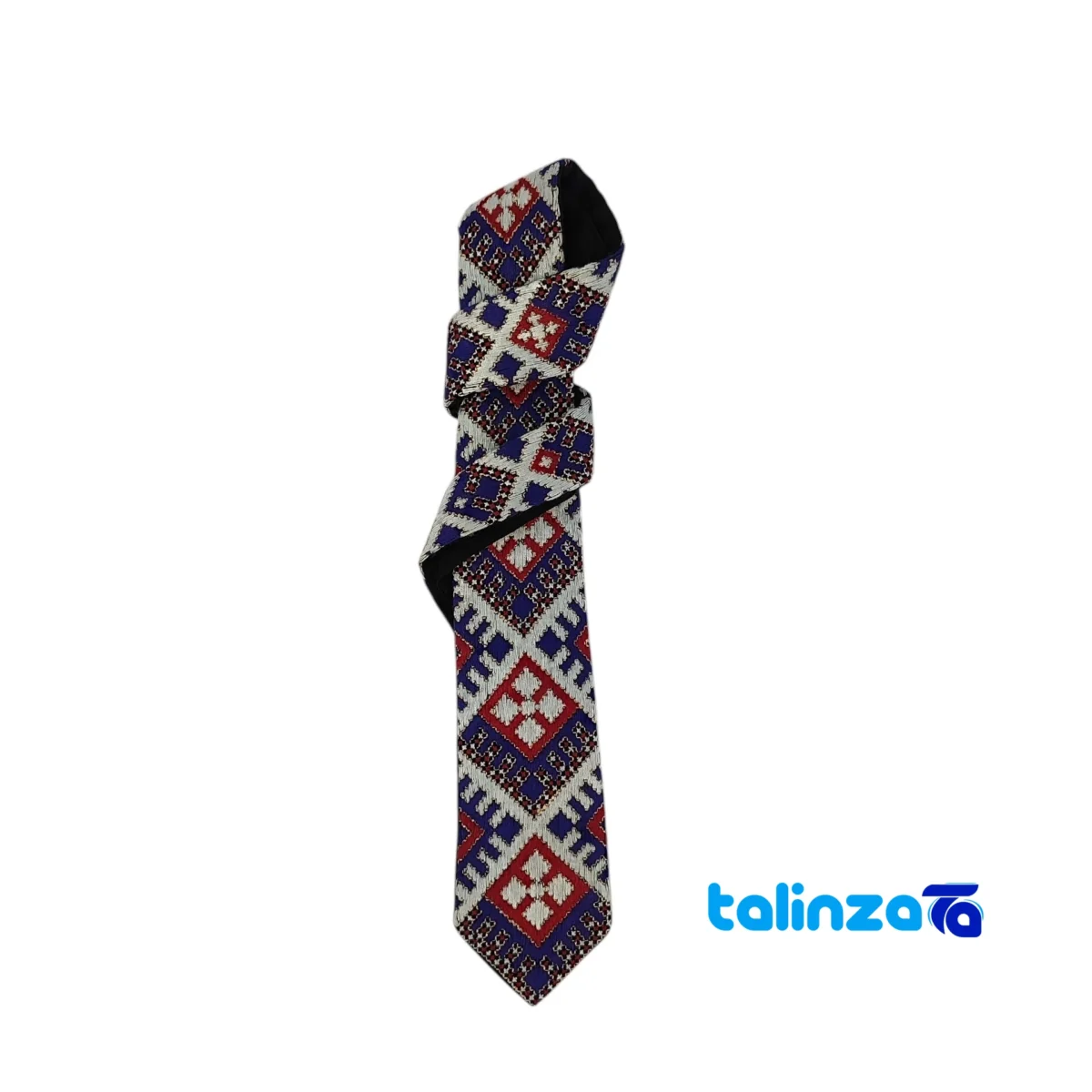 Parizad Tie Handcrafted Blue Stitching profile and structure (Side view)