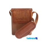Side view of Saya Handmade Leather Bag profile and structure
