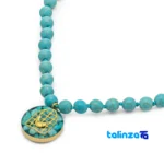 Top view of Altin Honar Handmade Jewelry Set Turquoise Gold package opening
