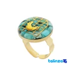 Altin Honar Handmade Jewelry Set - Turquoise Stone & Gold Plating profile and structure (Side view)