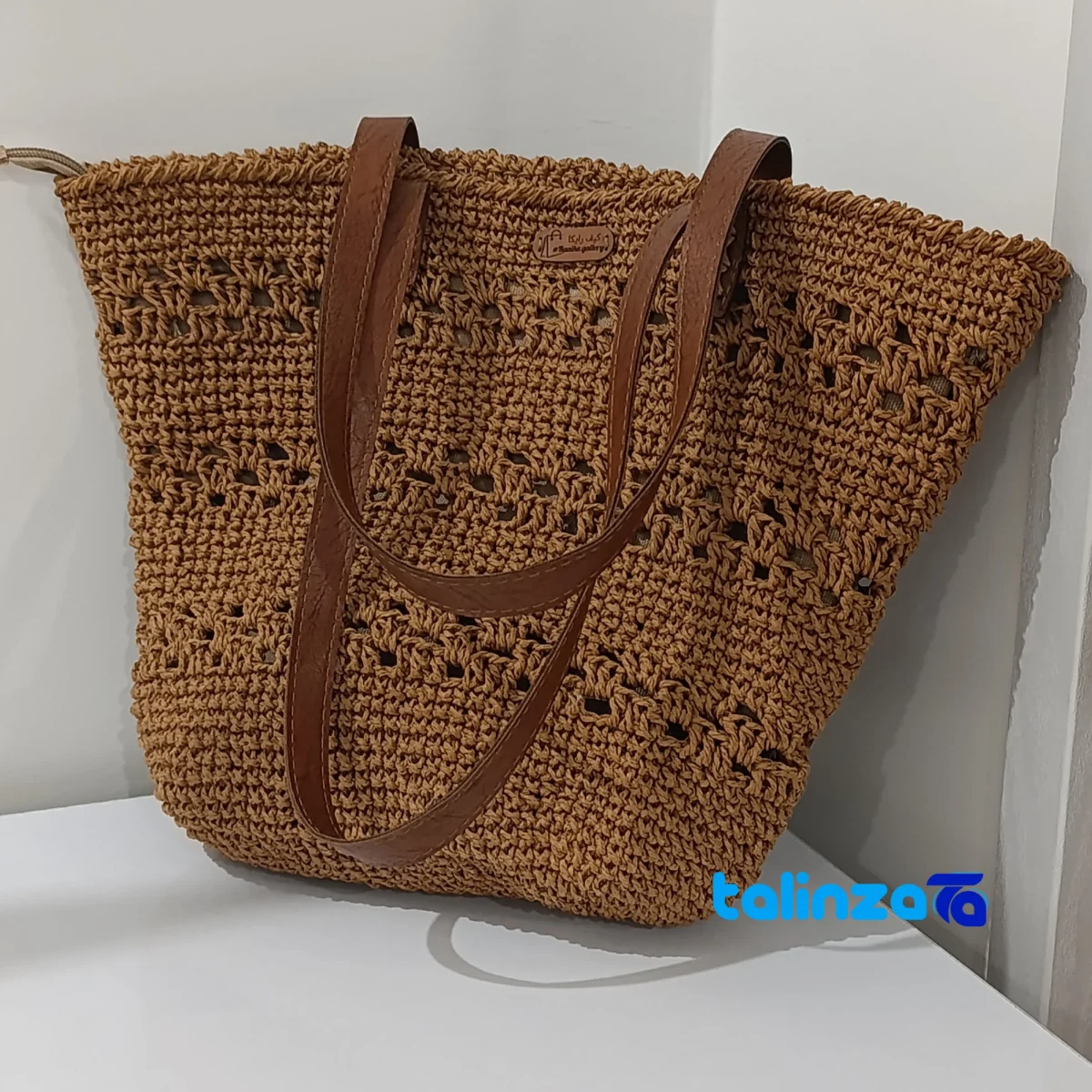Side view of Hani Handmade Women's Shoulder Bag Honey profile and structure