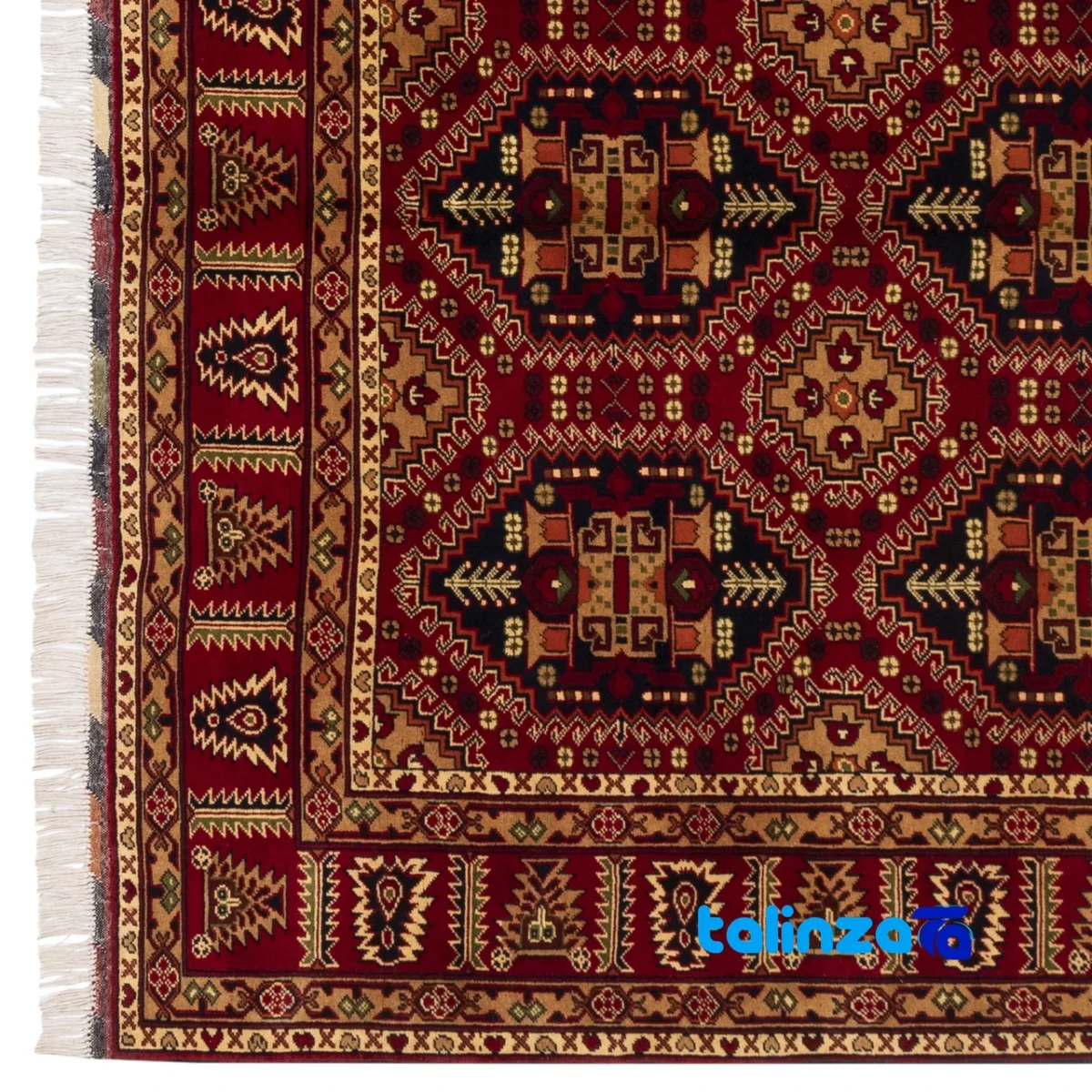 Room setting of C Persia Handwoven Rug - Luxurious Red Design floor placement example