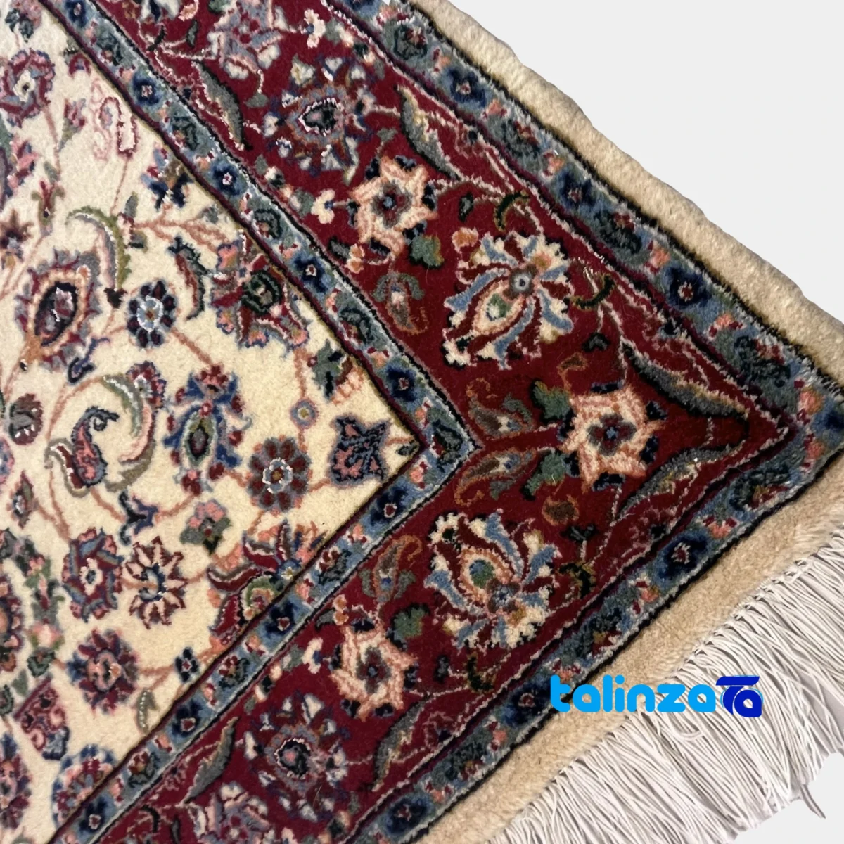 Turkmen Design Handwoven Area Rug Cream Hand washable room styling and scale (In-room view)