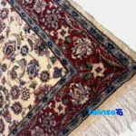 Turkmen Design Handwoven Area Rug Cream Hand washable room styling and scale (In-room view)