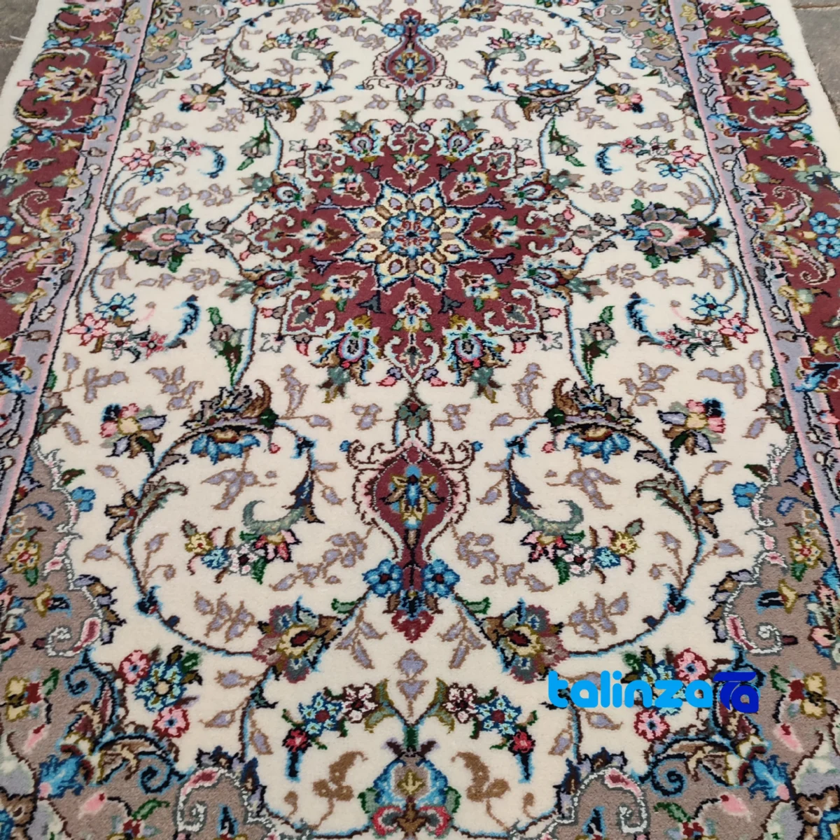 Detail view of Kashan Handwoven Carpet Model D pile texture close-up