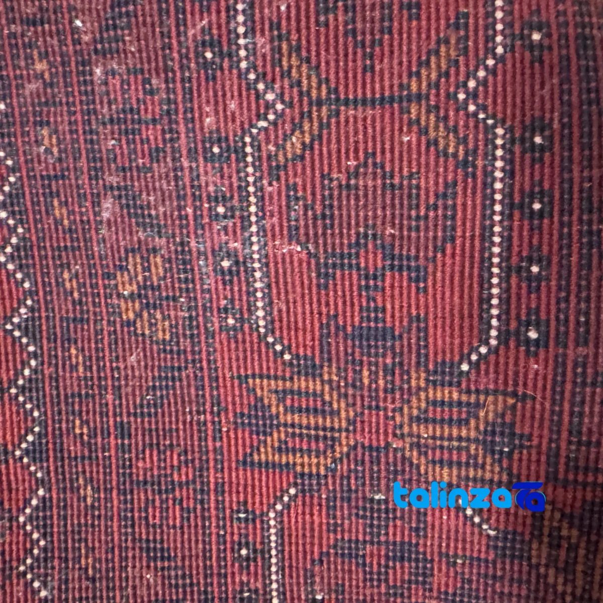 Room setting of Handwoven Carpet Red Luxurious Design Hand wash floor placement example