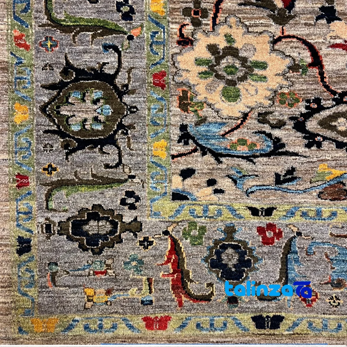 Qashqai Handwoven Rug Stunning Design Gray floor placement example (Room setting)