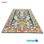 Handwoven Carpet by Farahan - Traditional Floral Design - Edge view showing border and finishing