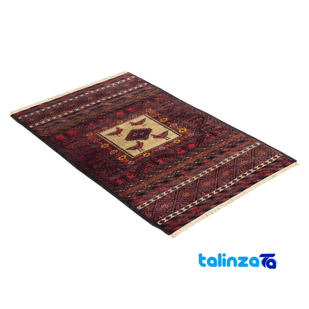 Handwoven Persian Carpet Model Baluch floor placement example (Room setting)