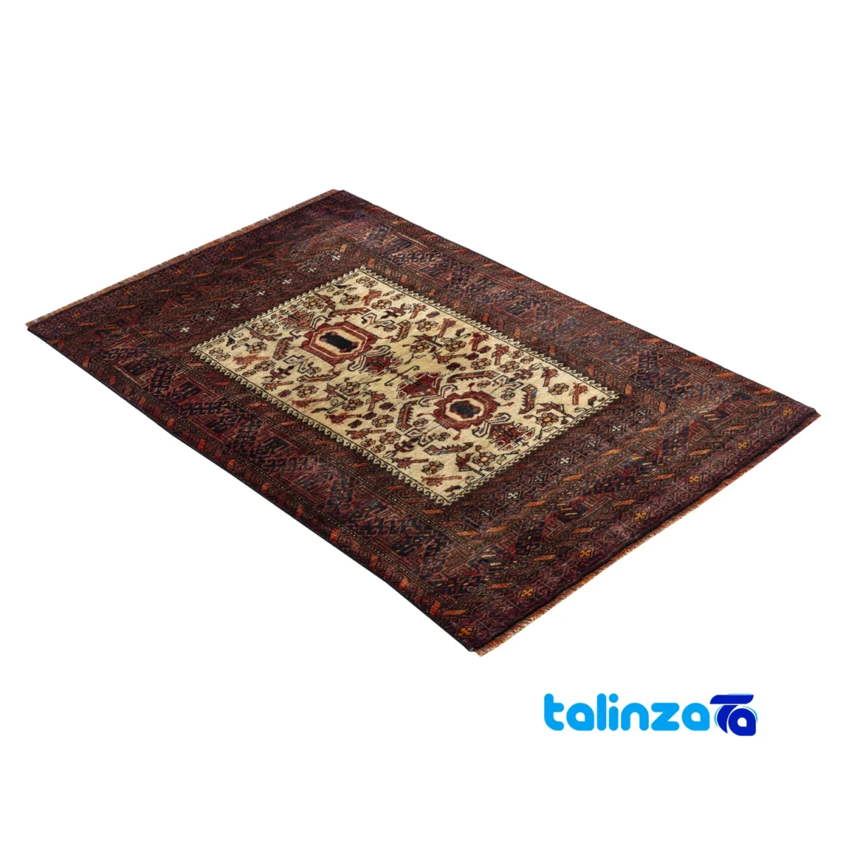 Handwoven Persian Rug Baloch Design Natural Dye floor placement example (Room setting)