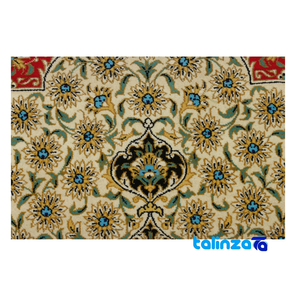 Persian Handwoven Rug Latchak Design Cream - In-room view showing room styling and scale