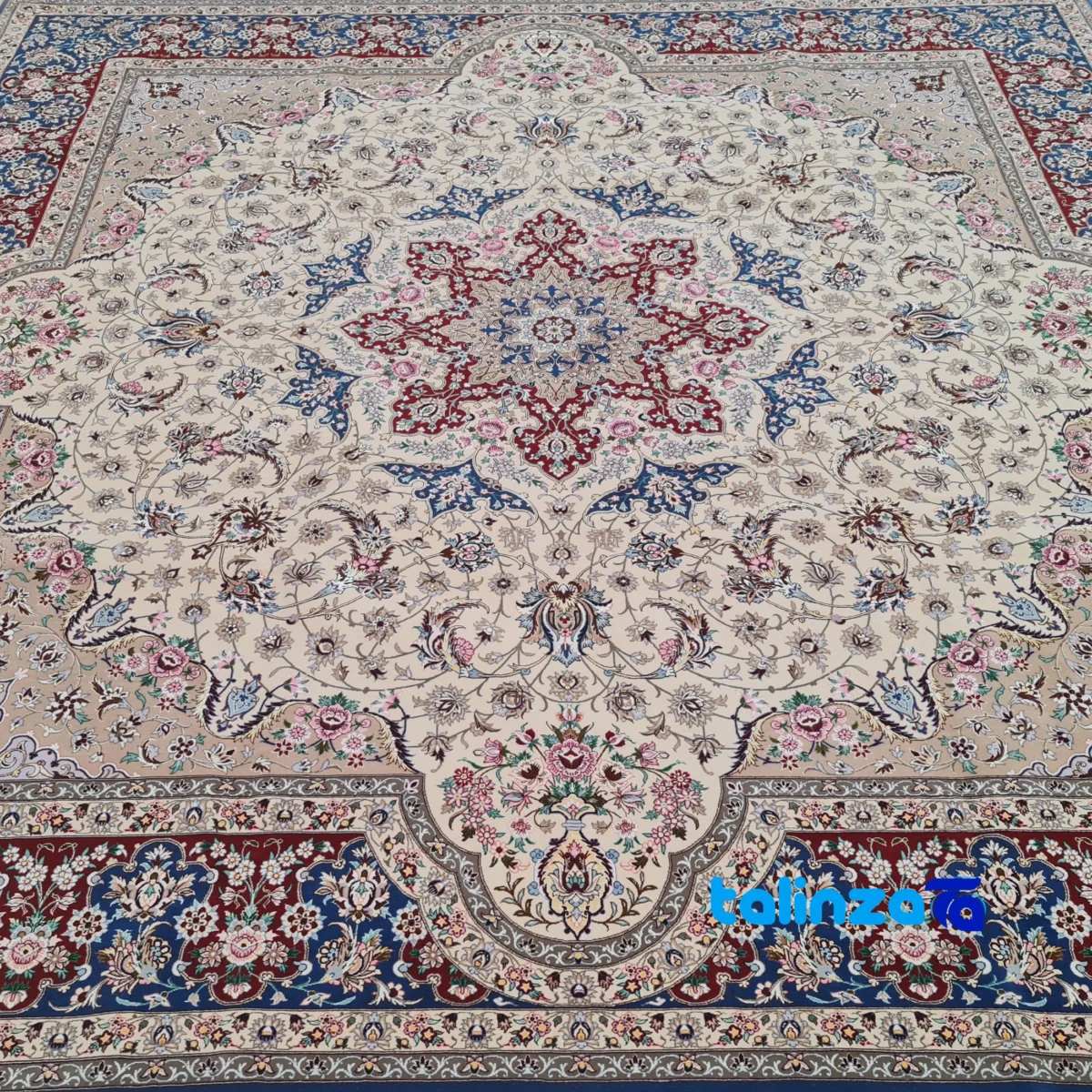 Davari Handwoven Carpet Isfahan Design room styling and scale (In-room view)