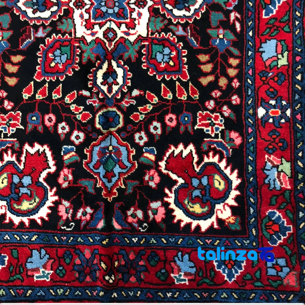 Nehavand Handwoven Carpet Black Unique Design room styling and scale (In-room view)