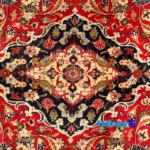 NKP Handwoven Carpet Red Design room styling and scale (In-room view)