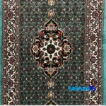 Side view of Bijar Handwoven Runner Fish Design Green profile and structure