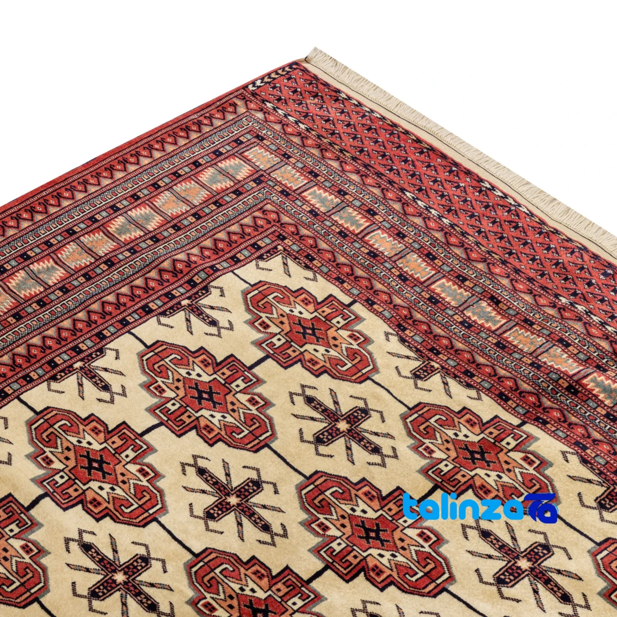 Turkmen Handwoven Carpet Unique Design - Room setting showing floor placement example