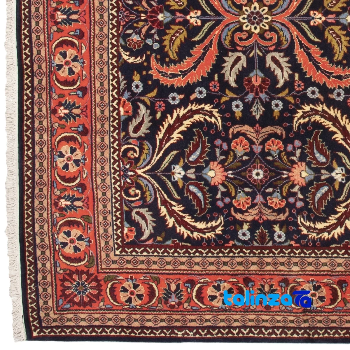 C Persia Handwoven Rug Rich Navy - In-room view showing room styling and scale