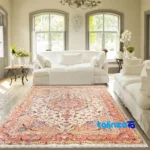 Handwoven Tabriz Carpet Cream room styling and scale (In-room view)
