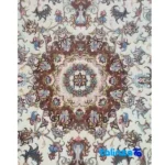 Room setting of Persian Handwoven Rug Lajak Design Cream Background floor placement example