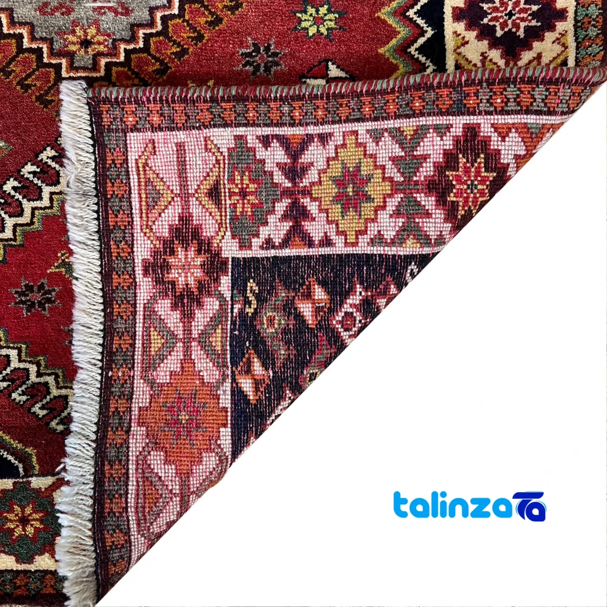 In-room view of Persian Handwoven Rug Geometric Design Copper room styling and scale