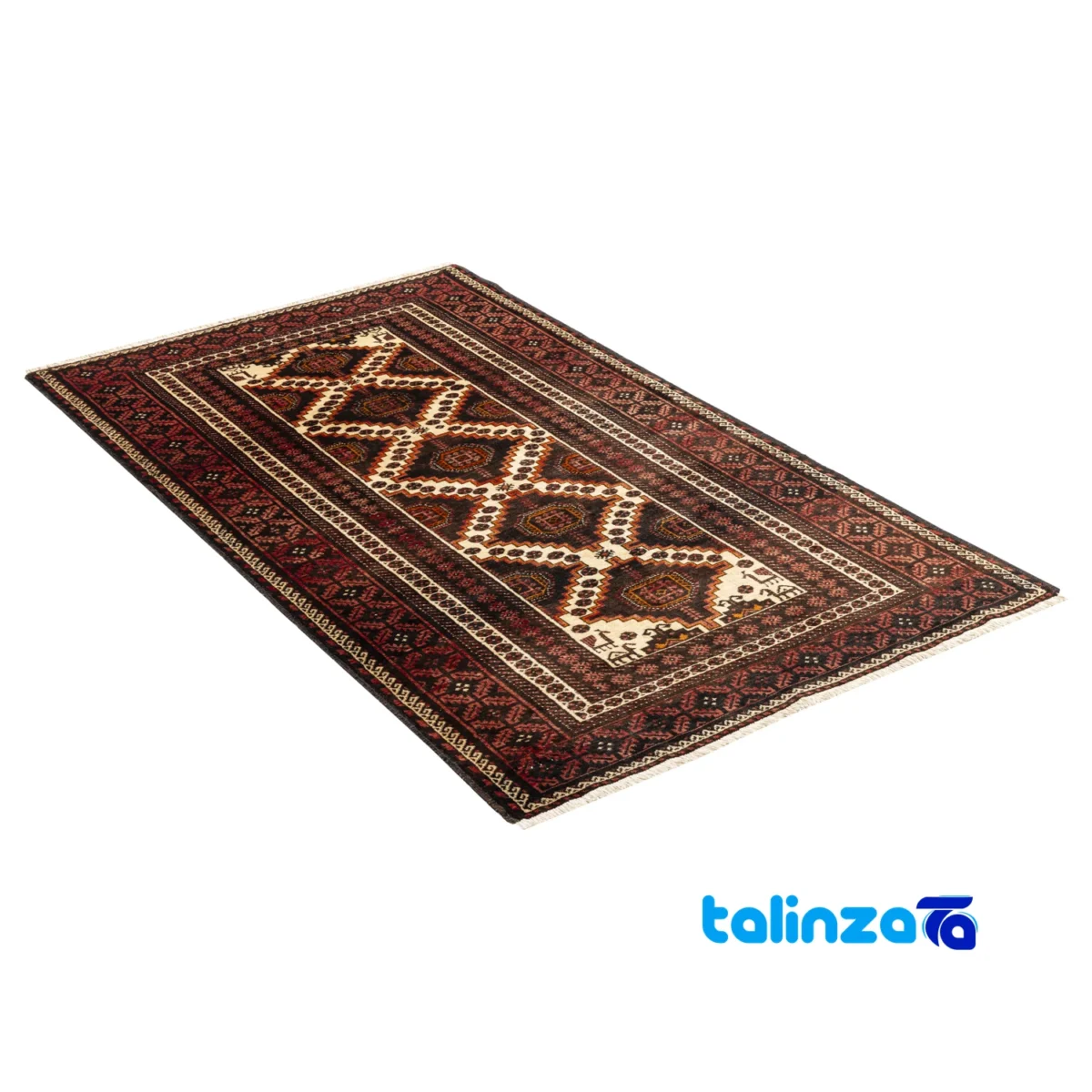 Baloch Handwoven Rug Model 20.23.1348 Cream floor placement example (Room setting)