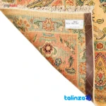 Handwoven Persian Rug Beige Floral Design - Edge view showing border and finishing