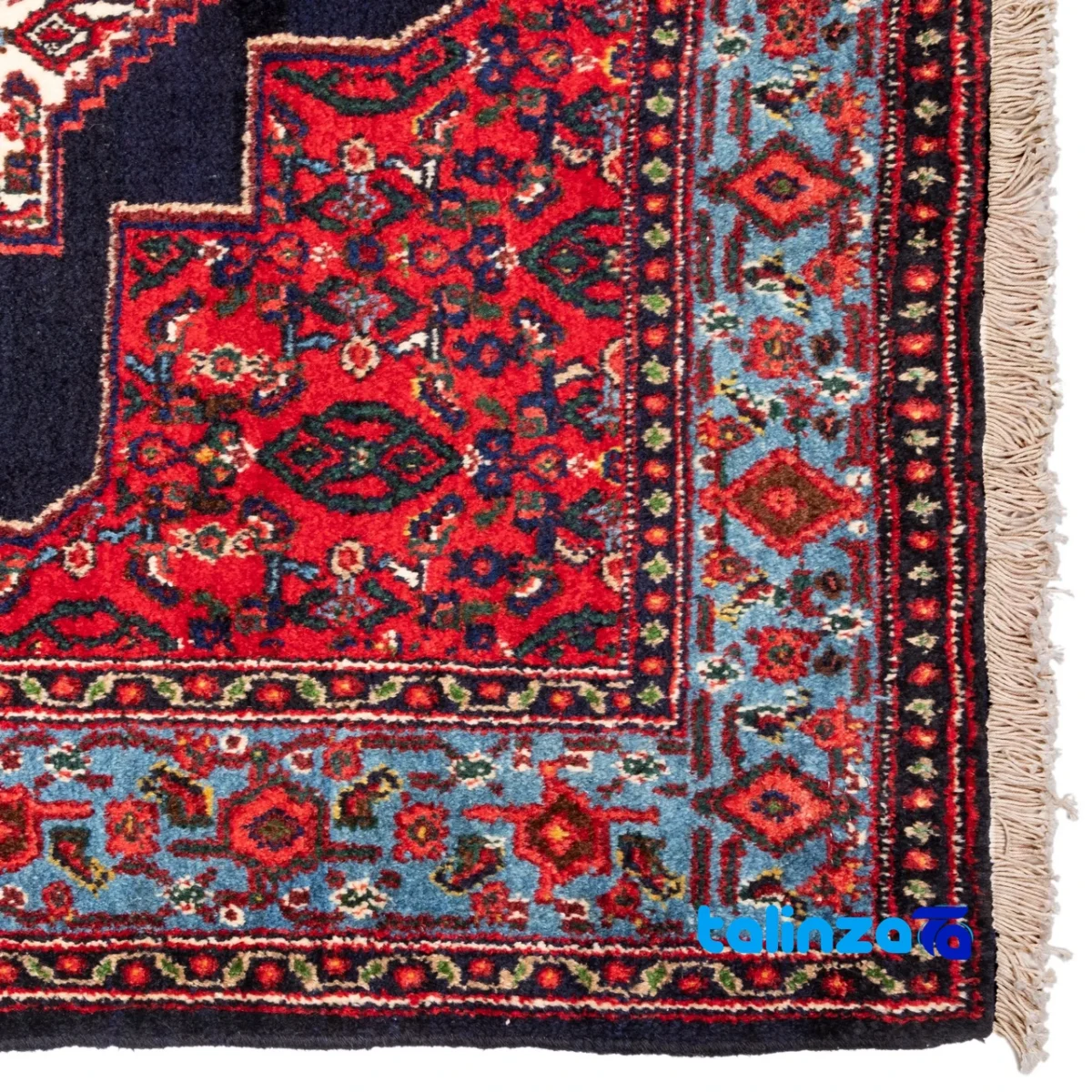 Room setting of C Persia Handwoven Rug Red Design floor placement example