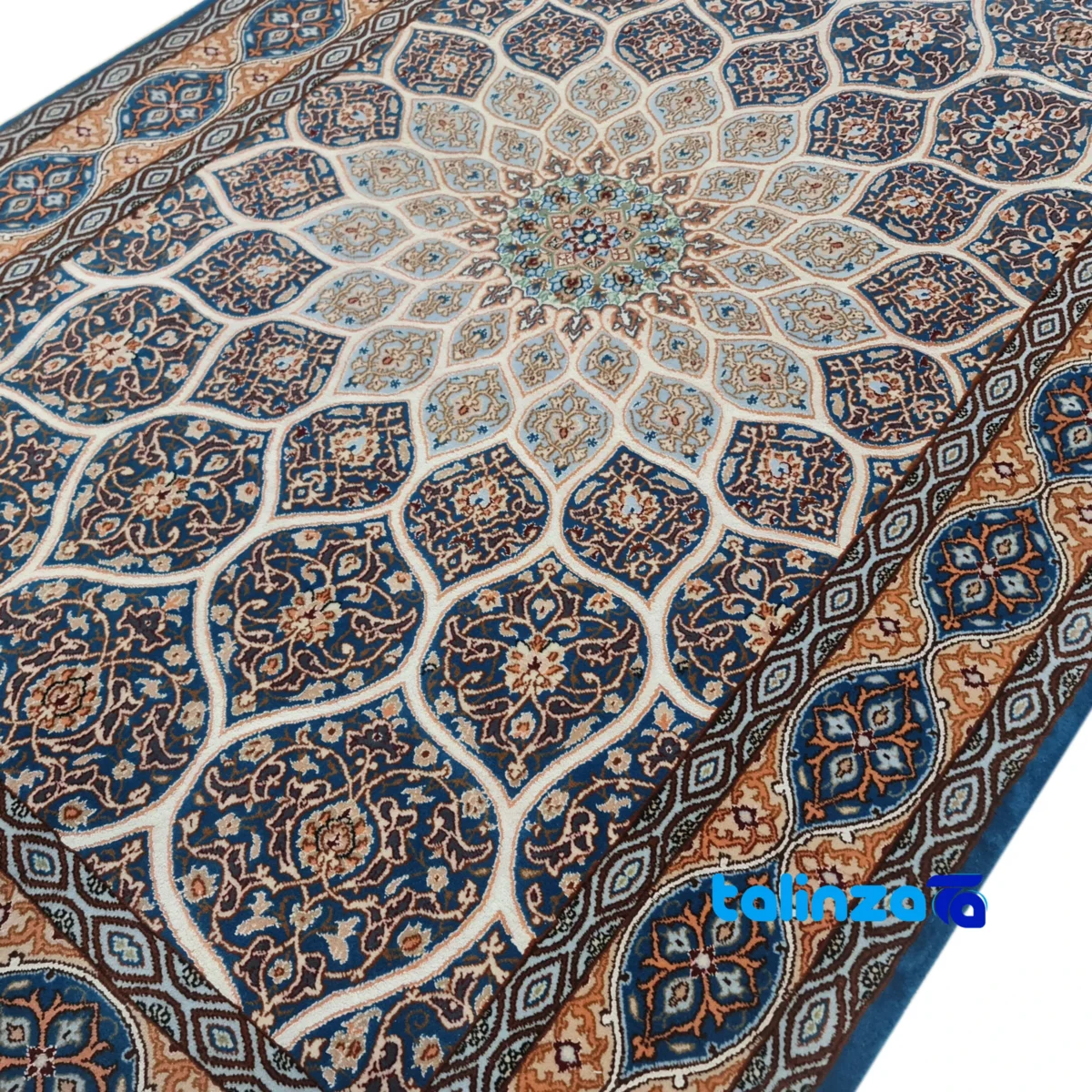 Kazemi Handwoven Carpet Isfahan Design floor placement example (Room setting)
