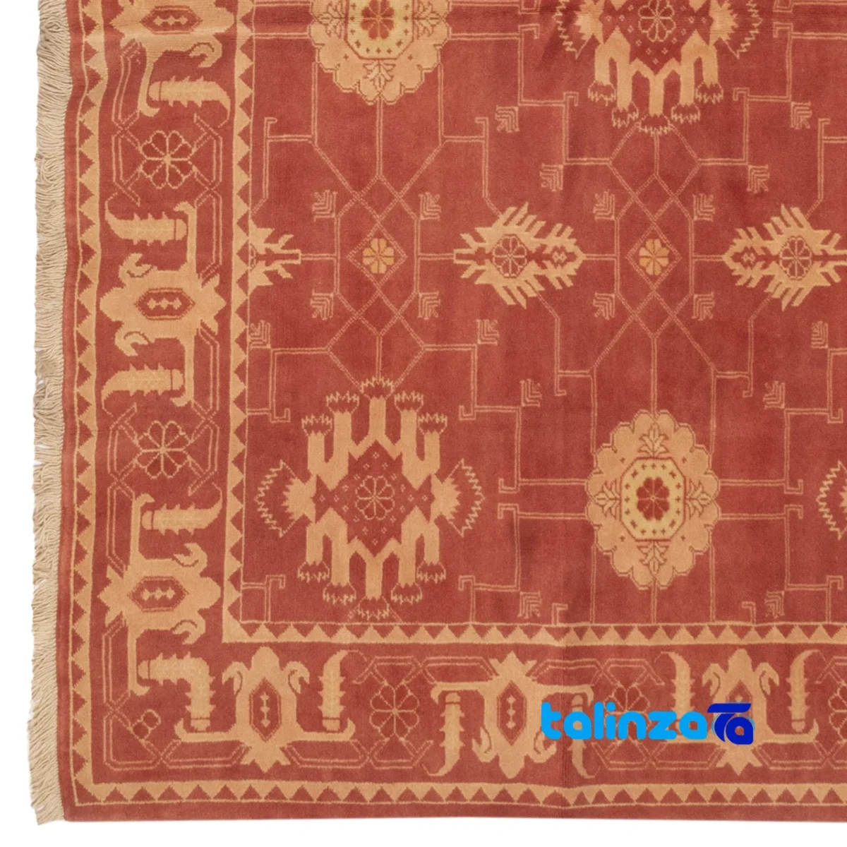 C Persia Handwoven Rug - Elegant Peach Design floor placement example (Room setting)