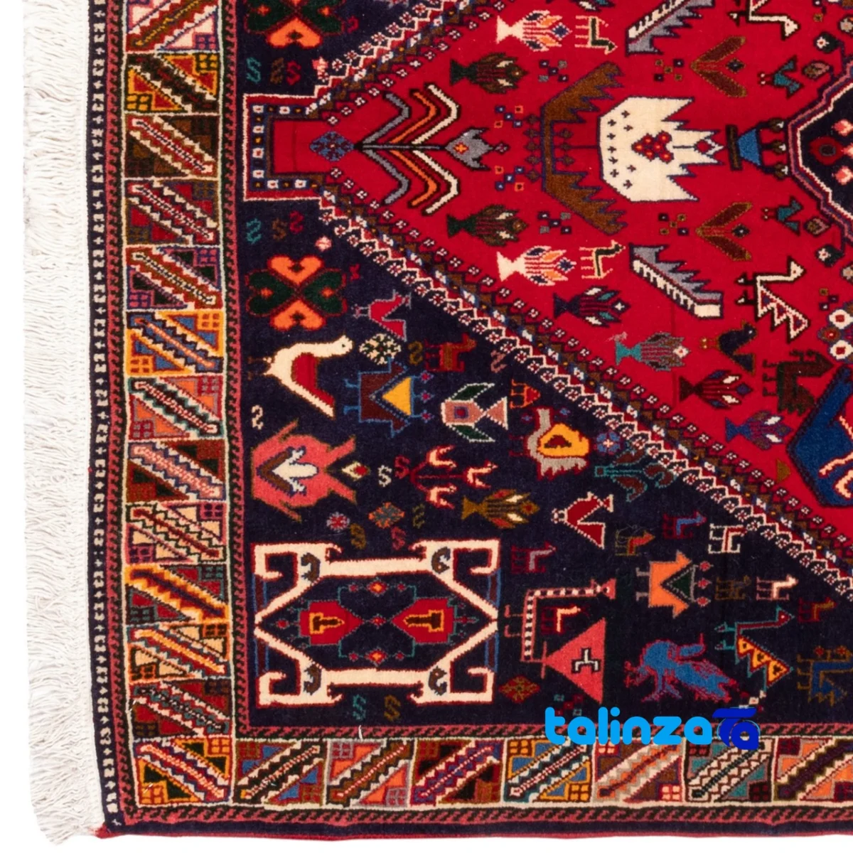 Persia Handwoven Rug Unique Design Red room styling and scale (In-room view)