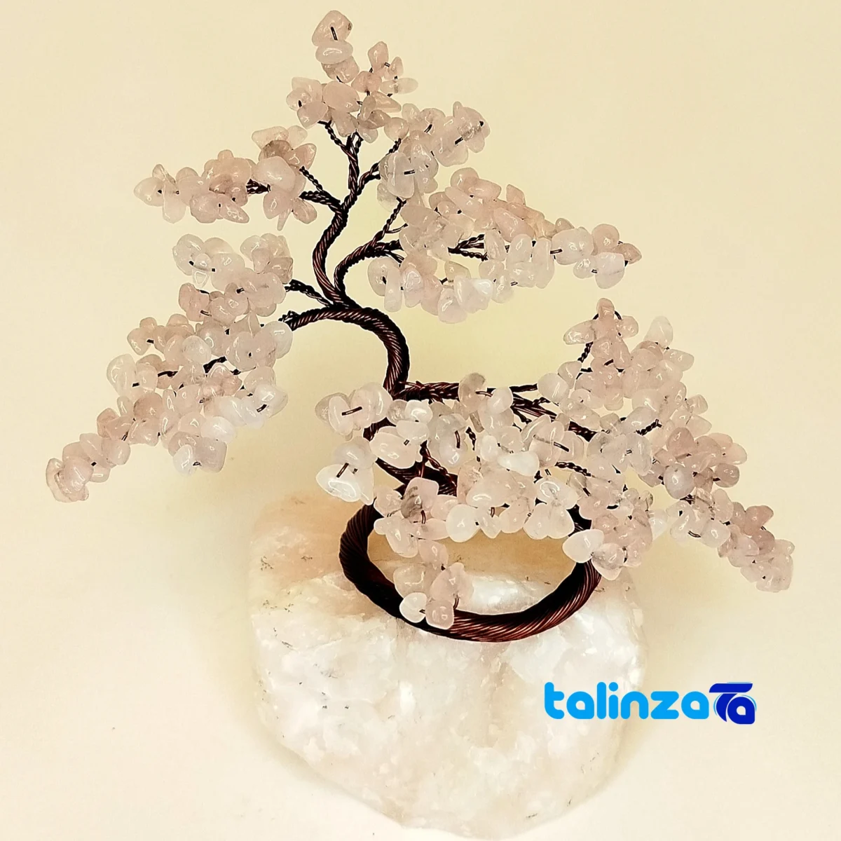 Quartz Rose Decorative Tree Model Piece - Side view showing profile and structure