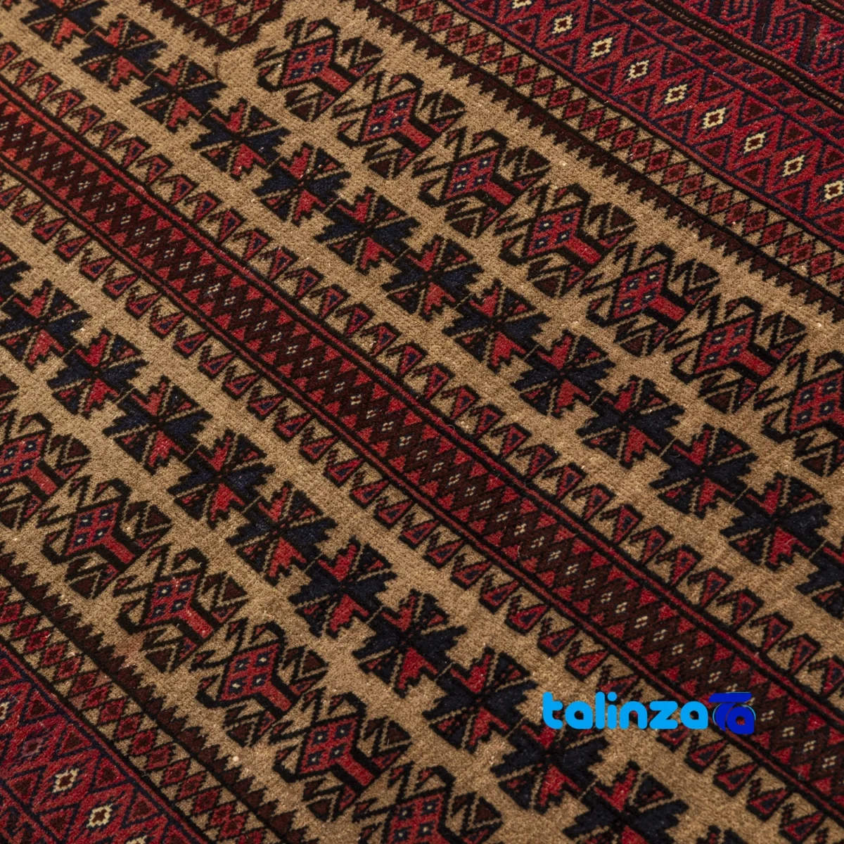 Room setting of Handwoven Rug Model Baluch Cream Design 151x78x1 cm floor placement example