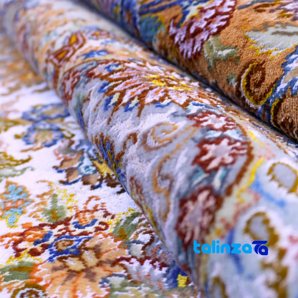 Tabriz Handwoven Rug Crafted with Silk and Wool - Room setting showing floor placement example
