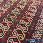 Turkmen Handmade Carpet Red room styling and scale (In-room view)