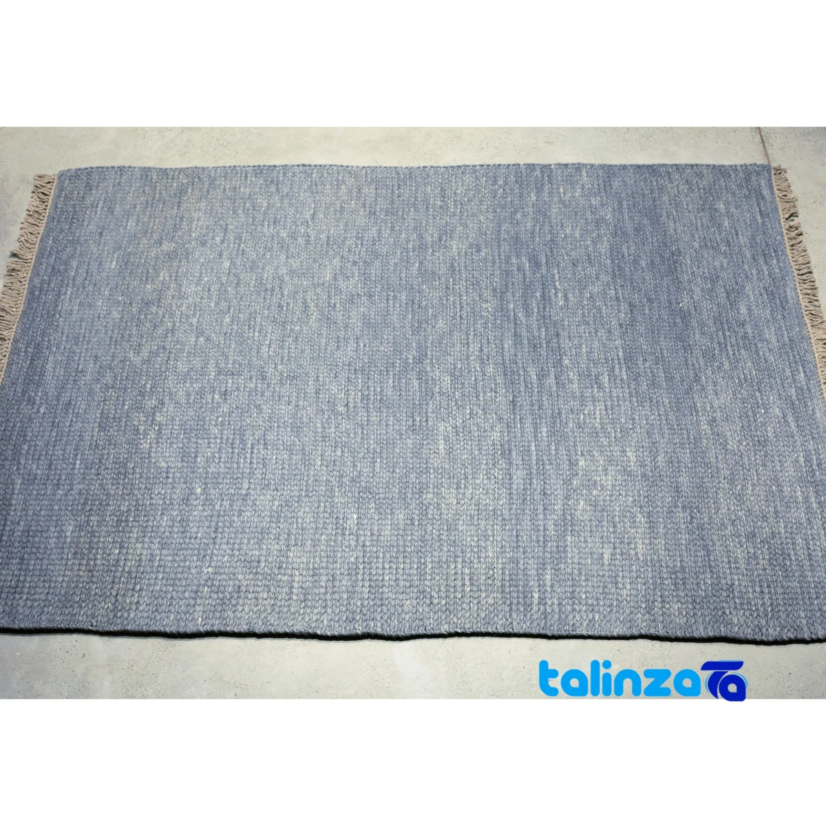 Persian Handwoven Rug Modern Design Blue - Room setting showing floor placement example